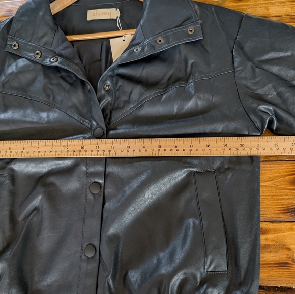 NWT‎ Choosy Blue Women's Faux Leather Jacket Oversize - Picture 6 of 6